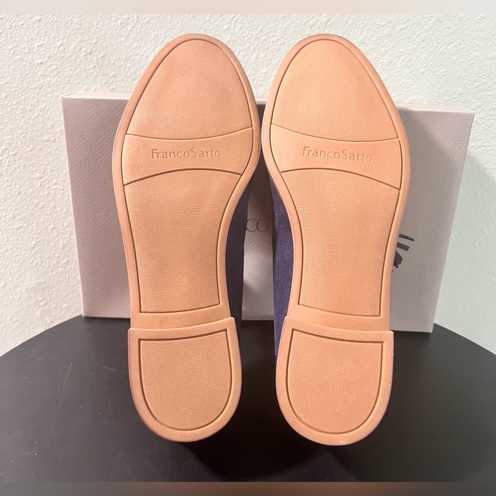 NEW Franco Sarto Blue Suede Hadden Loafer Flat w/ Tassels Slip On Office Wear - Picture 8 of 10